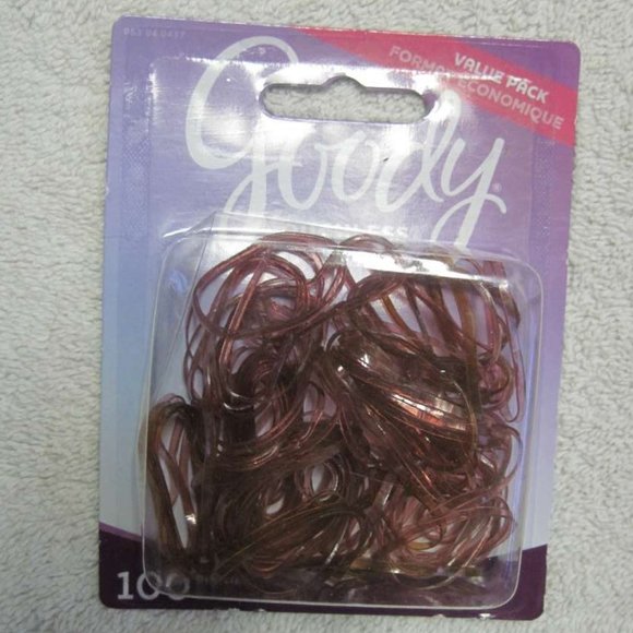 100 Goody Translucent Reddish Pink Plastic Poly Ouchless Elastic Pony Hair Bands - Picture 6 of 12